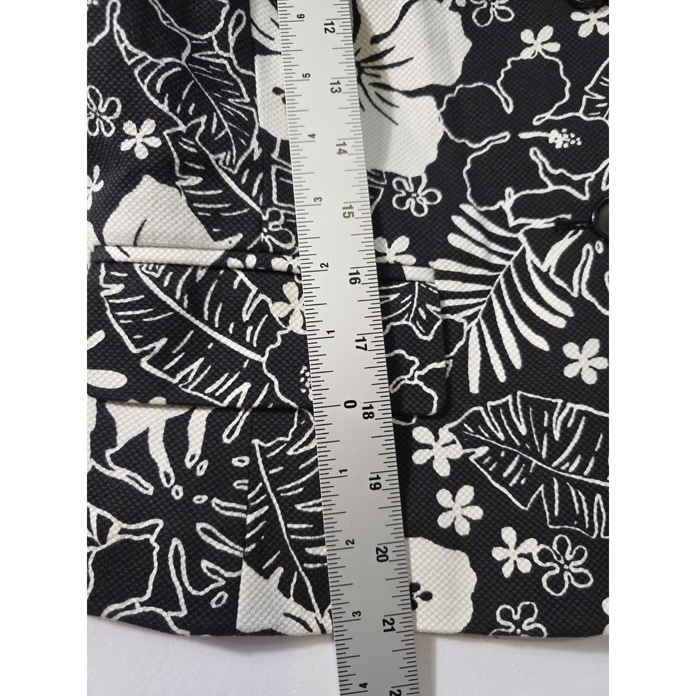 Croft & Barrow Black White Floral Blazer Jacket Cotton Stretch Size S 98% Cotton - Picture 8 of 11